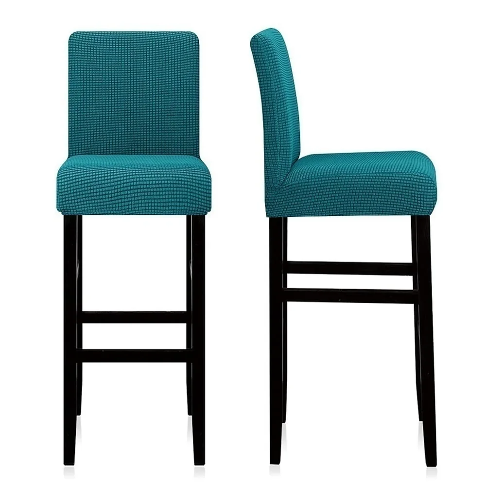 LELLEN Reusable Pub Counter Stool Chair Covers Set of 2 (PeacockBlue)